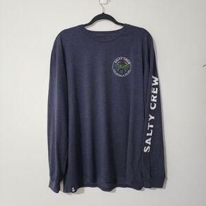 Salty Crew Mens Cotton-Blend Graphic Long Sleeve Crew Neck Tee Grey Size XXL